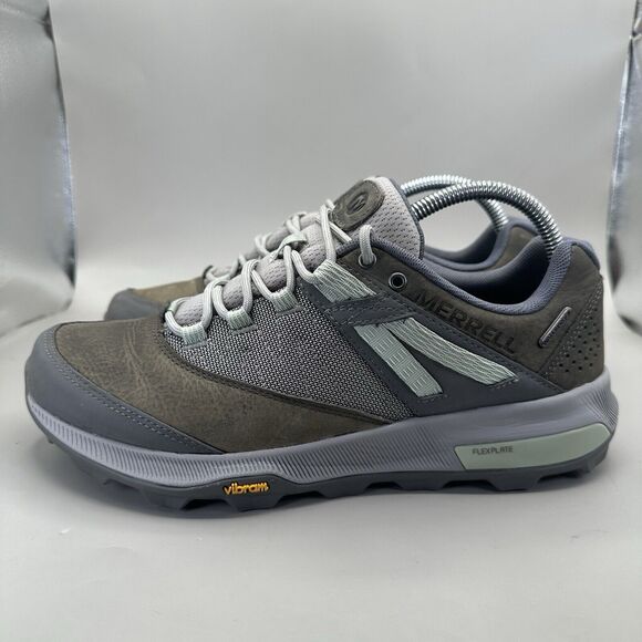 Merrell Womens Zion Waterproof WP Hiking Trail Sneakers Green Leather Size 9.5 - Picture 2 of 10